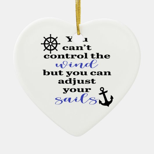 帆のいかりと車輪を調整する セラミックオーナメント (正面)
