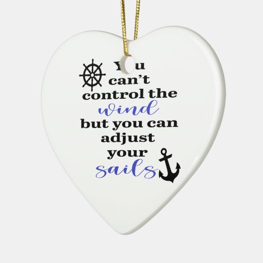 帆のいかりと車輪を調整する セラミックオーナメント (左)