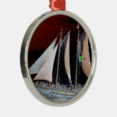 帆の下のボート メタルオーナメント (右)