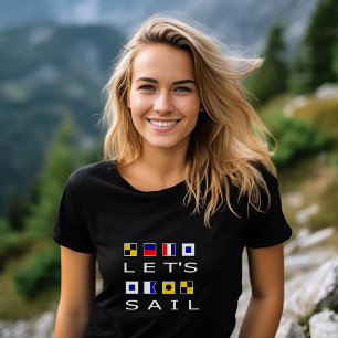 帆は暗い色カラフルで航海の行こう Tシャツ