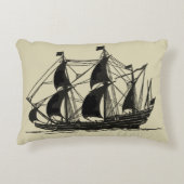 帆を張った船舶のシルエット アクセントクッション (正面)