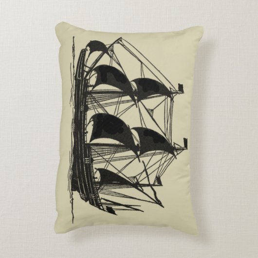 帆を張った船舶のシルエット アクセントクッション (裏面(縦))