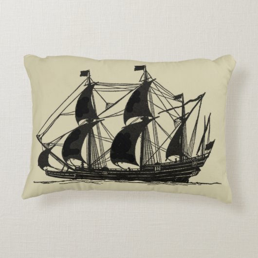帆を張った船舶のシルエット アクセントクッション (裏面)