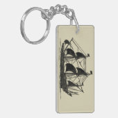 帆を張った船舶のシルエット キーホルダー (正面左)