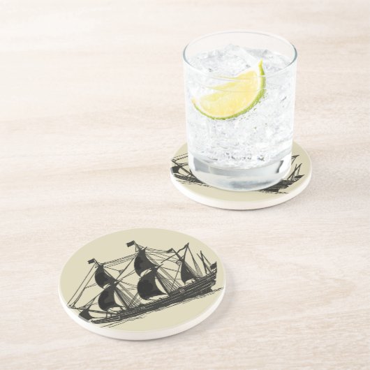 帆を張った船舶のシルエット コースター (側面)