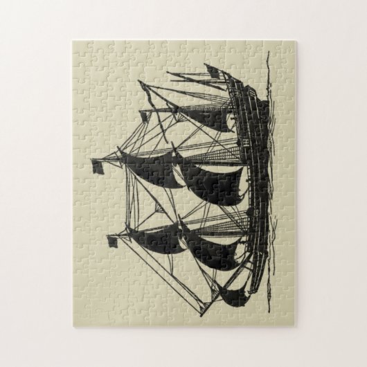帆を張った船舶のシルエット ジグソーパズル (縦)