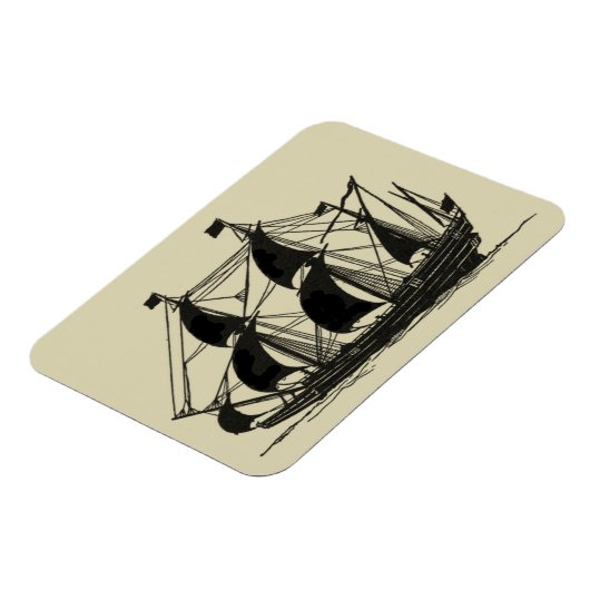 帆を張った船舶のシルエット マグネット (左側)