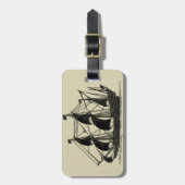 帆を張った船舶のシルエット ラゲッジタグ (正面縦)