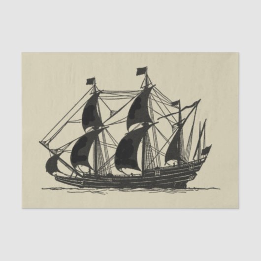帆を張った船舶のシルエット 薄葉紙 (正面)
