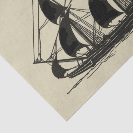 帆を張った船舶のシルエット 薄葉紙 (詳細)