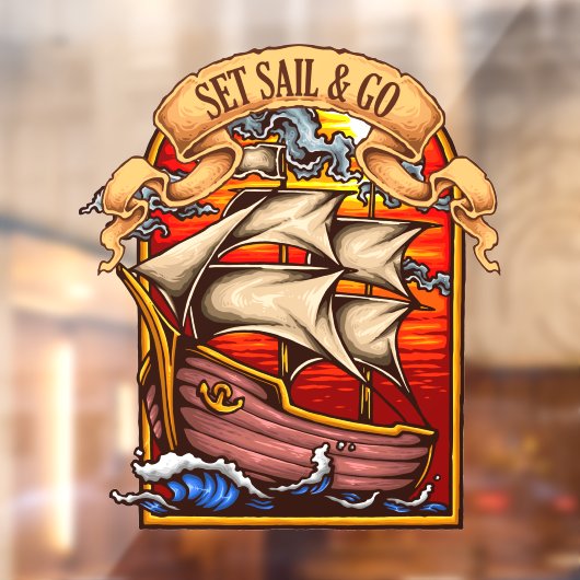 帆を張って帆船の芸術を行航海のう ウィンドウサイン (シート2)