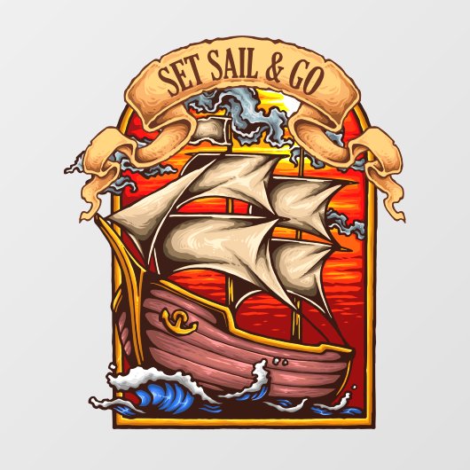 帆を張って帆船の芸術を行航海のう ウィンドウサイン (シート)