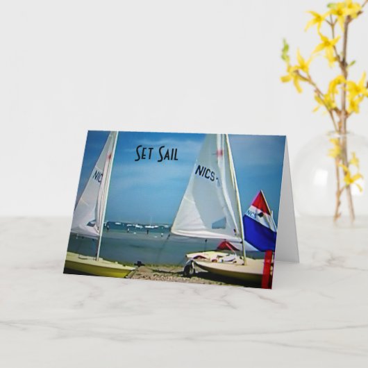 帆を張る/風を受ける誕生日 カード (黄色い花)