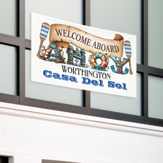 帆を揚げて البحر 横断幕 (ビルの外側)