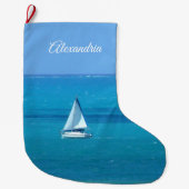 帆パーソナライズされた走 ラージクリスマスストッキング (正面)