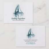 帆ボートの水彩画の名刺のテンプレート 名刺 (正面/裏面)