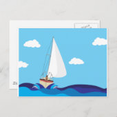 帆ボートの郵便はがき ポストカード (正面/裏面)