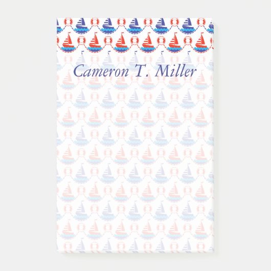 帆ボートパターン|はあなたの名前を加えます ポストイット (正面)