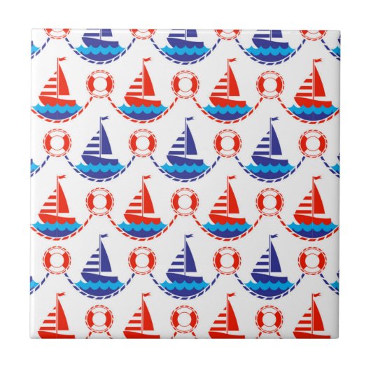 帆ボートパターン タイル (正面)
