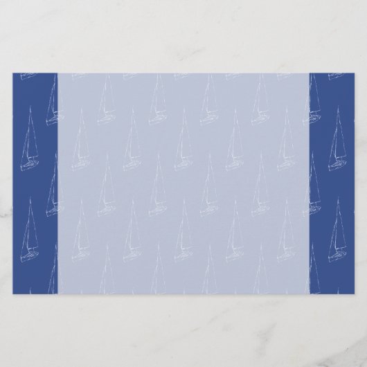 帆ボートパターン。 濃紺。 便箋 (正面)