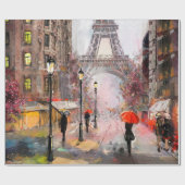 帆布に描かれた油絵、パリの通りビュー。アート ラッピングペーパー (フラット)