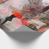 帆布に描かれた油絵、パリの通りビュー。アート ラッピングペーパー (角)