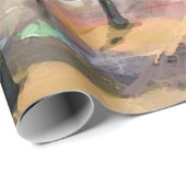 帆布に描かれた油絵、パリの通りビュー。アート ラッピングペーパー (ロールコーナー)