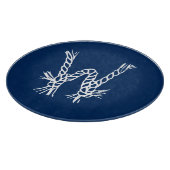 帆引き航海のブルーホワイトカスタムモノグラム カッティングボード (角)