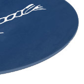 帆引き航海のブルーホワイトカスタムモノグラム カッティングボード (角)