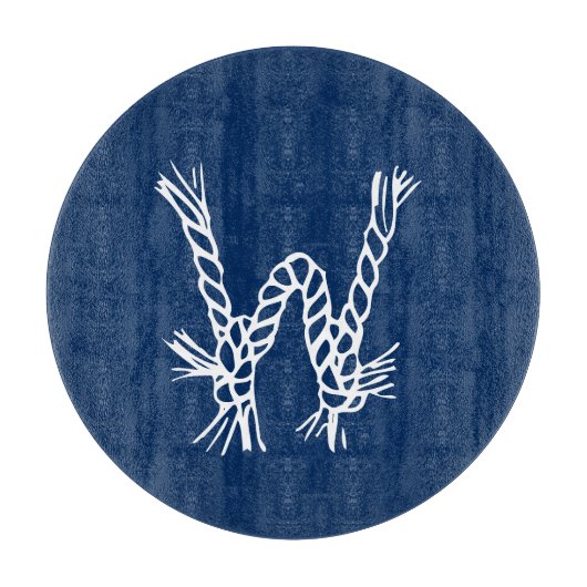 帆引き航海のブルーホワイトカスタムモノグラム カッティングボード (正面)