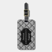 帆立貝のスケールパターンパーソナライズな白黒 ラゲッジタグ (正面縦)