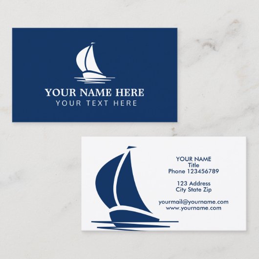 帆航海の船海軍名刺テンプレート 名刺 (正面/裏面)