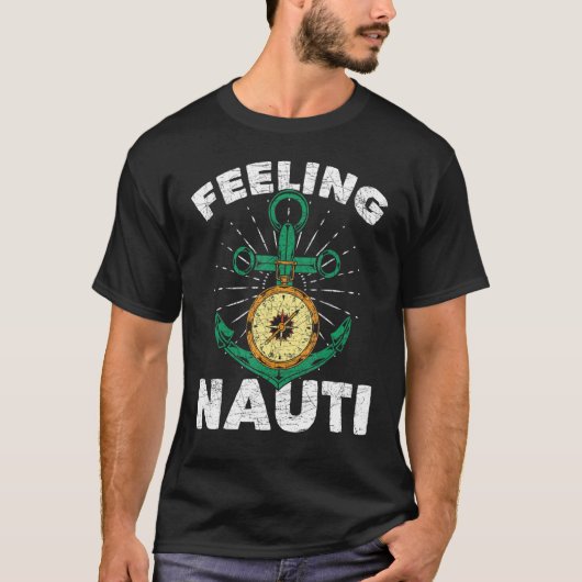 帆船いかりコンパス感じズのナウティセーラーサイ Tシャツ (正面)