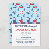 帆船いかりパタ航海のーン赤ちゃんシャワー 招待状 (正面/裏面)