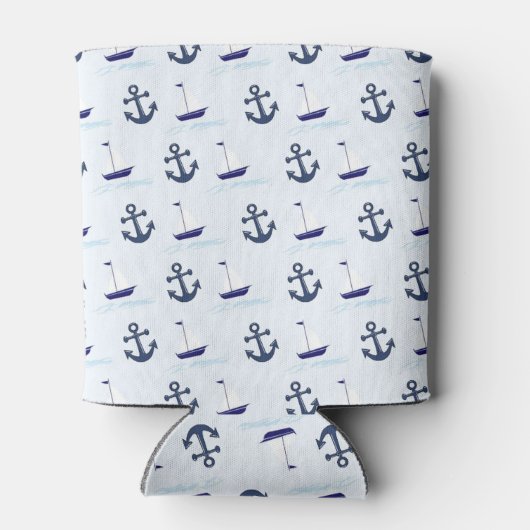 帆船およびいかり模様 缶クーラー (裏面)