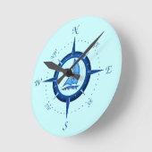 帆船およびコンパスバラ ラウンド壁時計 (傾斜)