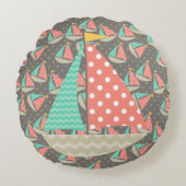 帆船お洒落船 ラウンドクッション (正面)