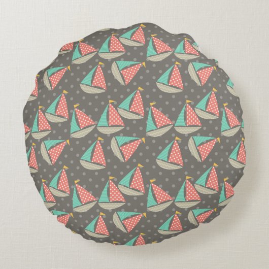 帆船お洒落船 ラウンドクッション (裏面)