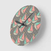 帆船お洒落船 ラウンド壁時計 (傾斜)