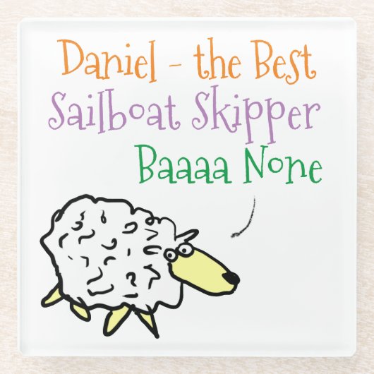 帆船かつおガラスのコースター用のヒツジデザイン ガラスコースター (正面)