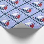 帆船かわいい航海のデザインカスタムラップ ラッピングペーパー (角)