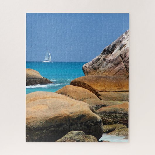 帆船がビーチ ジグソーパズル (縦)