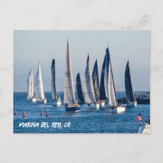 帆船がメインチャンネルに入る – Marina Del Rey, CA ポストカード