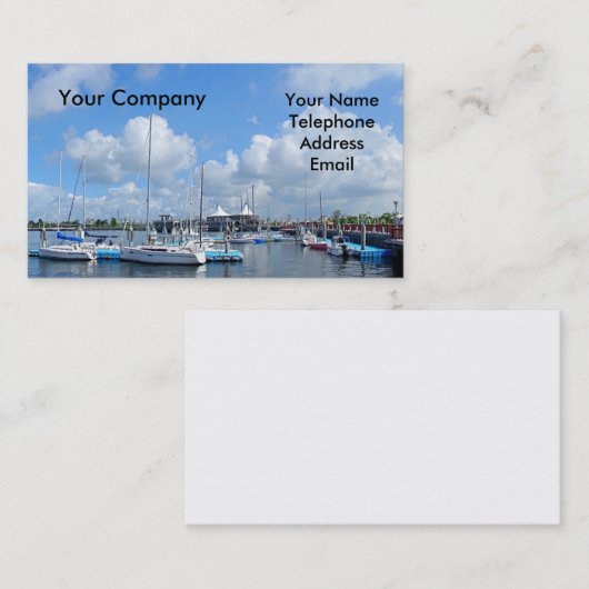 帆船が付いている美しいヨット港 名刺 (正面/裏面)