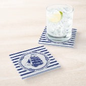 帆船が付いている航海のな紋章 ガラスコースター (アングル)