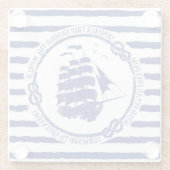 帆船が付いている航海のな紋章 ガラスコースター (裏面)