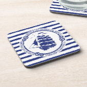 帆船が付いている航海のな紋章 コースター (左側)