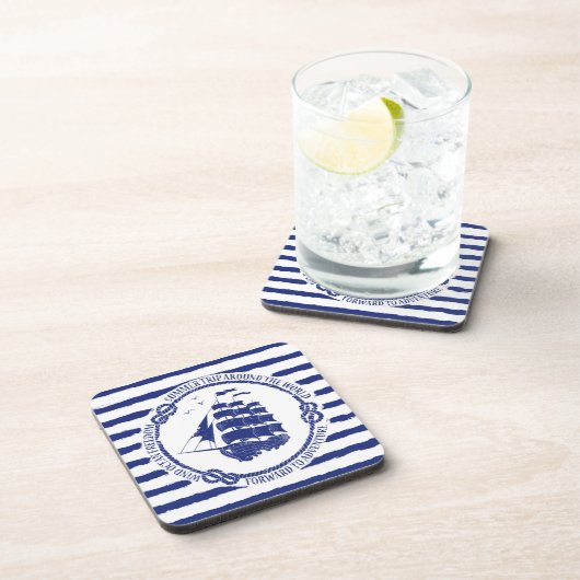 帆船が付いている航海のな紋章 コースター (右側)