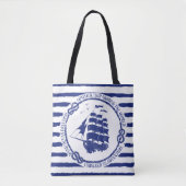 帆船が付いている航海のな紋章 トートバッグ (正面)