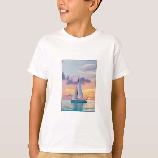 帆船が海を滑る Tシャツ (正面)
